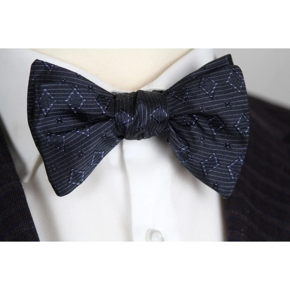 Men's Self-tied Bow‎ Tie 100%Silk Navy Ornament S731BC